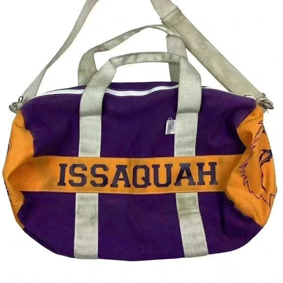Vintage Issaquah Eagles 80s/90s purple and gold gym bag